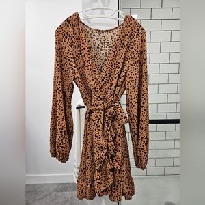 SHEIN Tan and Black Leopard Print Dress